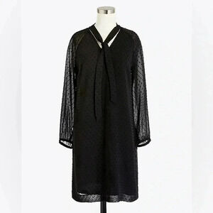 J Crew Black Polka Dot Shift Dress Women’s Size 0  Long Sleeve Office Business
